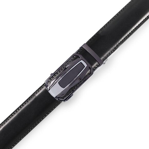 Men\'s Adjustable Ratchet Belt - Black Leather Dress Belt For Men, 2594